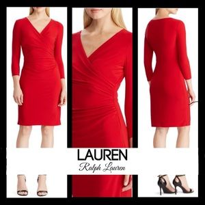 ralph lauren shirred jersey gown